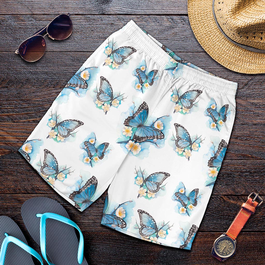 Blossom Blue Butterfly Pattern Print Men's Shorts