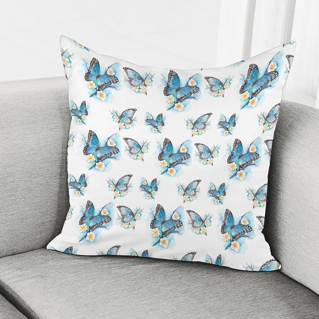 Blossom Blue Butterfly Pattern Print Pillow Cover
