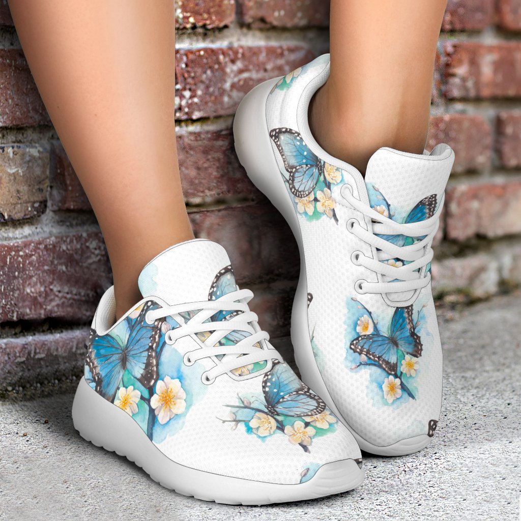 Blossom Blue Butterfly Pattern Print Sport Shoes GearFrost
