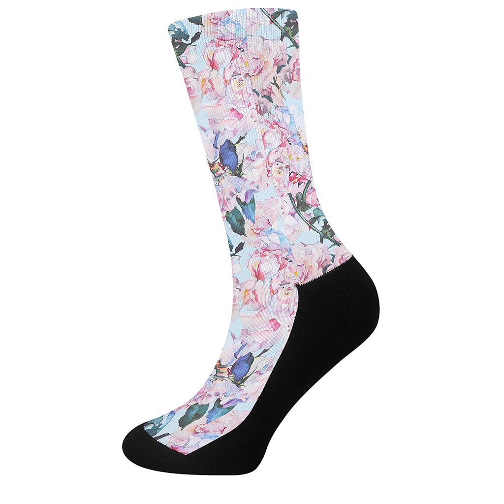 Blossom Floral Flower Pattern Print Crew Socks