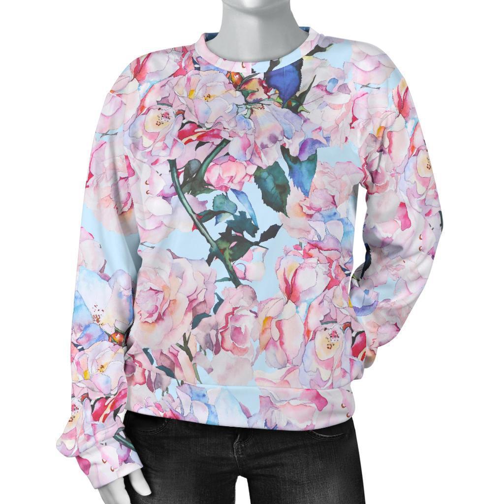Blossom Floral Flower Pattern Print Women's Crewneck Sweatshirt GearFrost