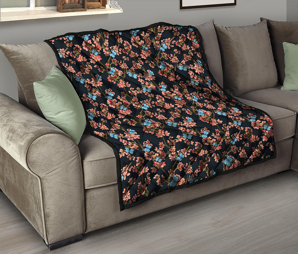 Blossom Flower Butterfly Print Quilt