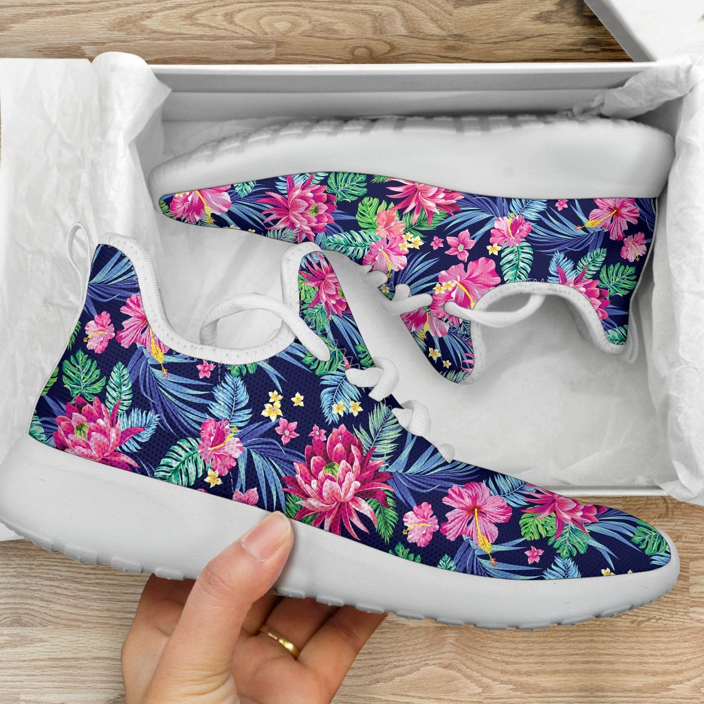 Blossom Tropical Flower Pattern Print Mesh Knit Shoes GearFrost