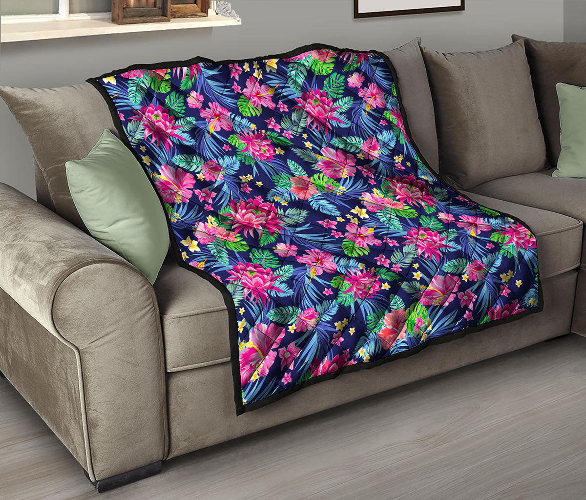 Blossom Tropical Flower Pattern Print Quilt