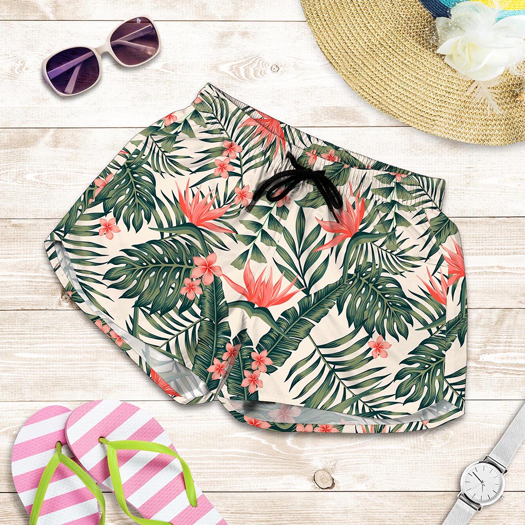 Blossom Tropical Leaves Pattern Print Women's Shorts