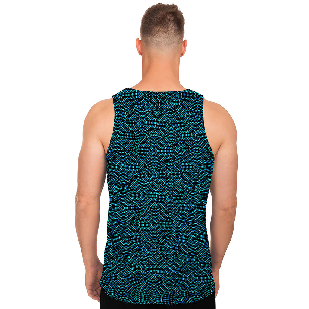 Blue Aboriginal Dot Pattern Print Men's Tank Top