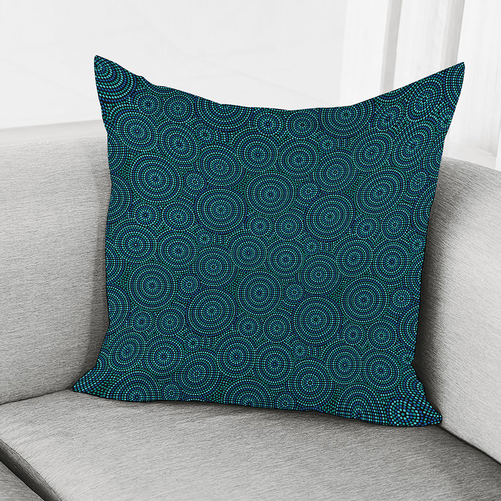 Blue Aboriginal Dot Pattern Print Pillow Cover