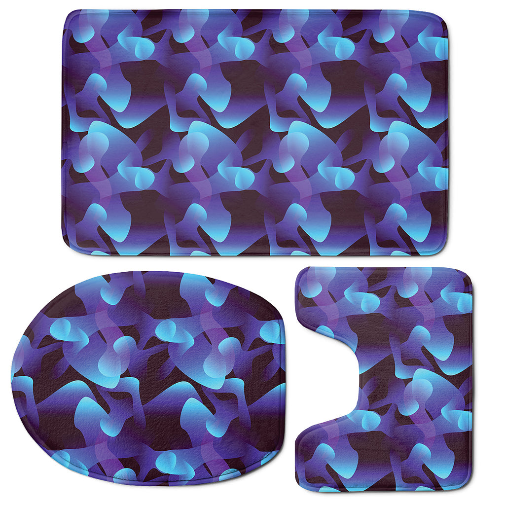 Blue Abstract Spirit Print 3 Piece Bath Mat Set