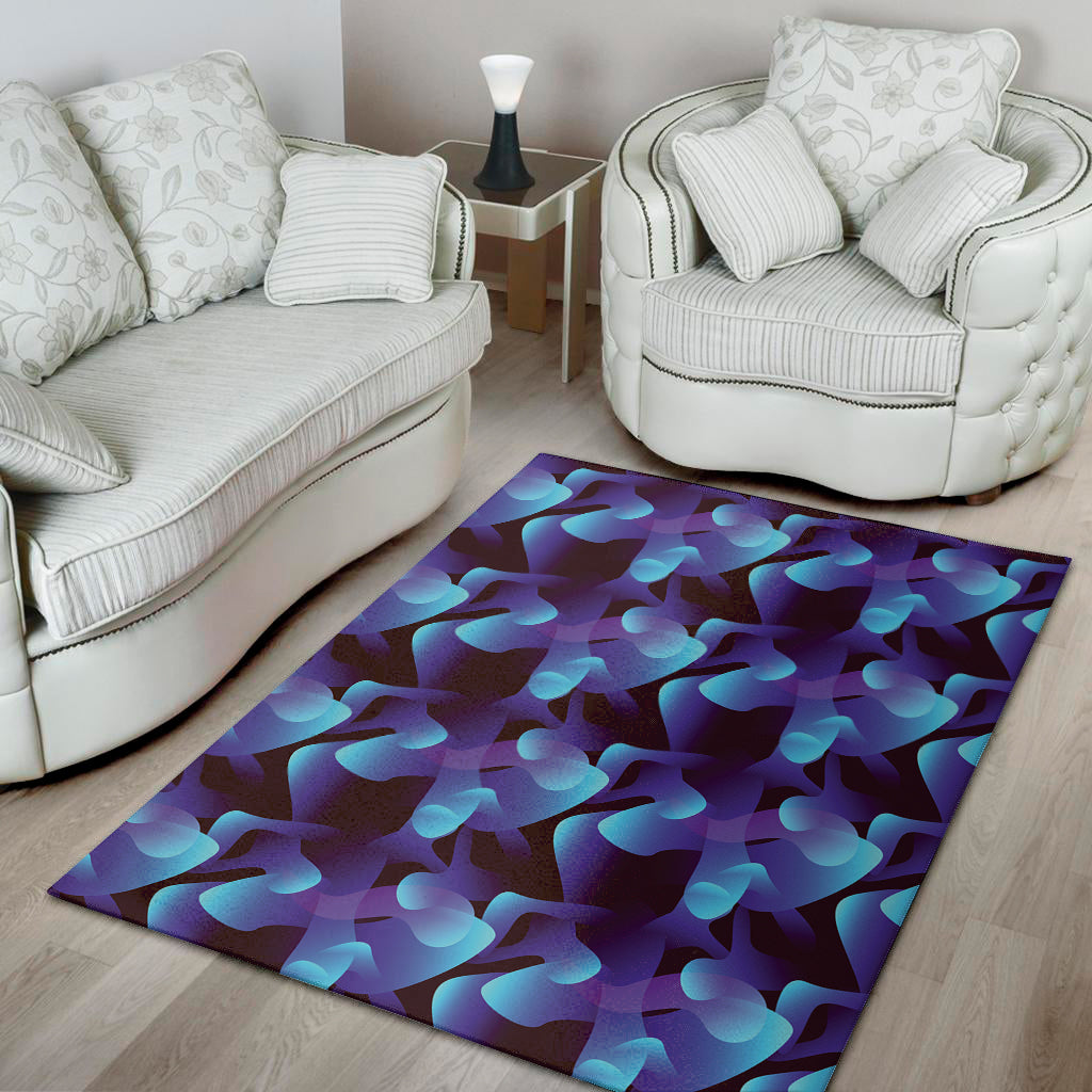 Blue Abstract Spirit Print Area Rug