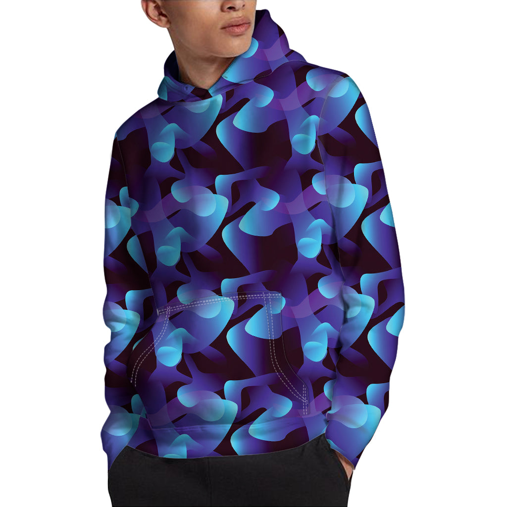 Blue Abstract Spirit Print Pullover Hoodie
