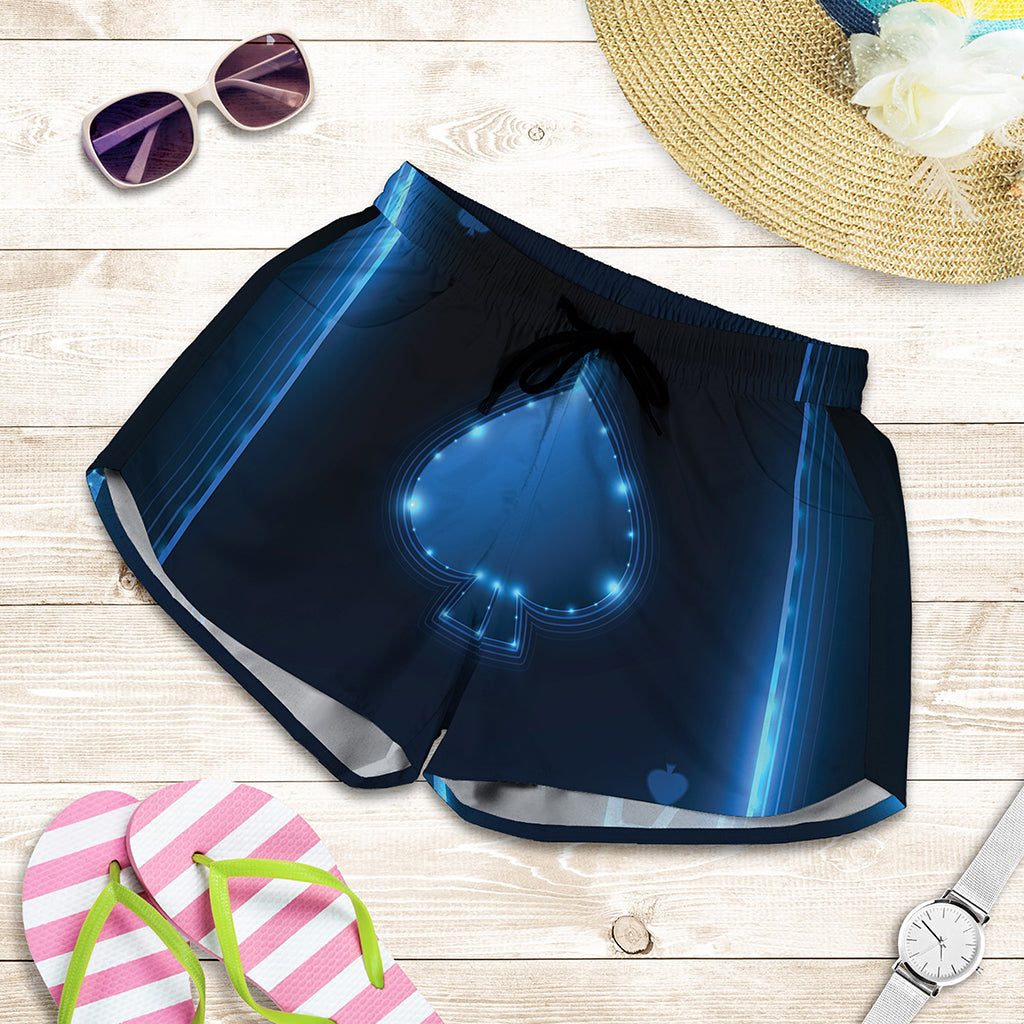 Blue Ace Card Print Women's Shorts