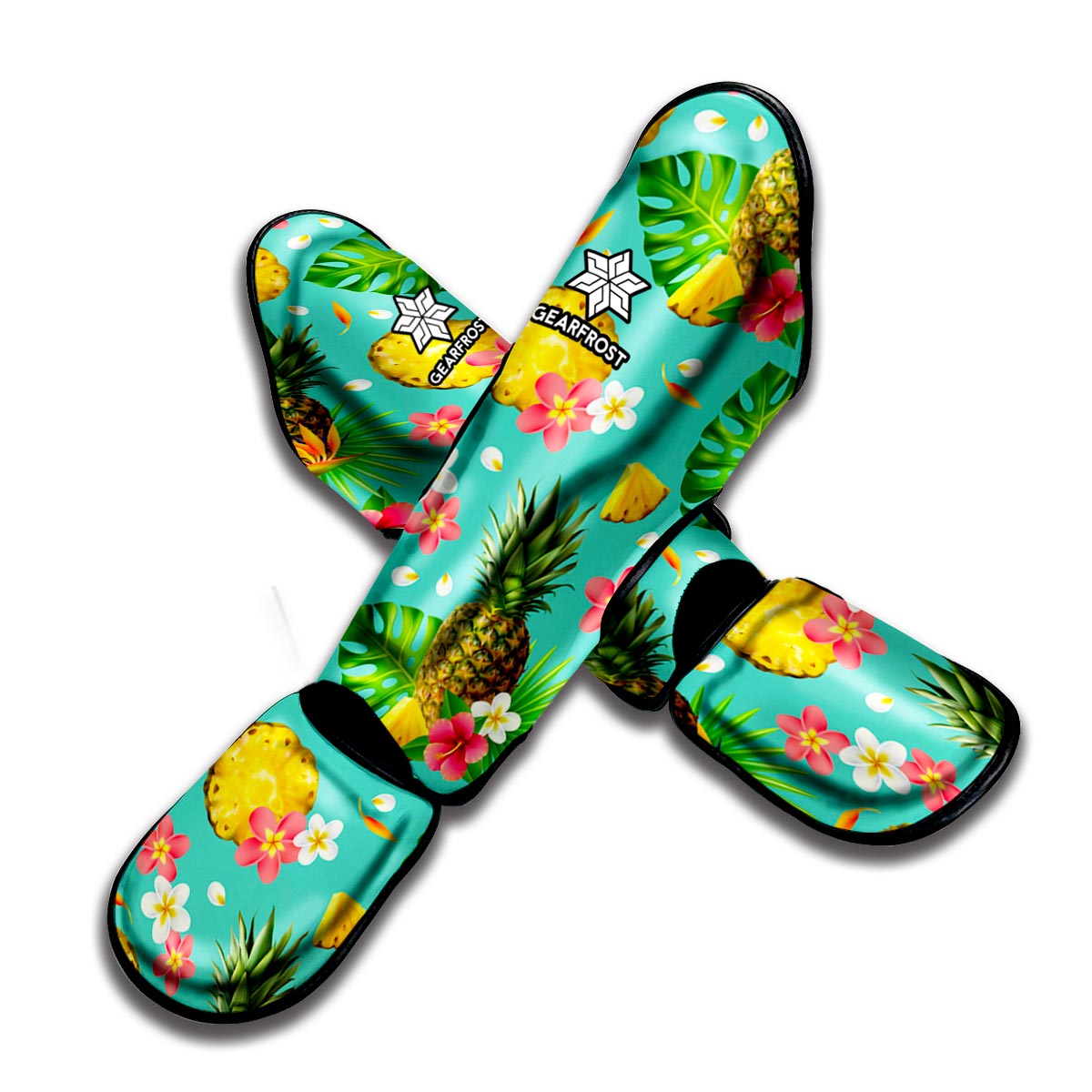 Blue Aloha Pineapple Pattern Print Muay Thai Shin Guard