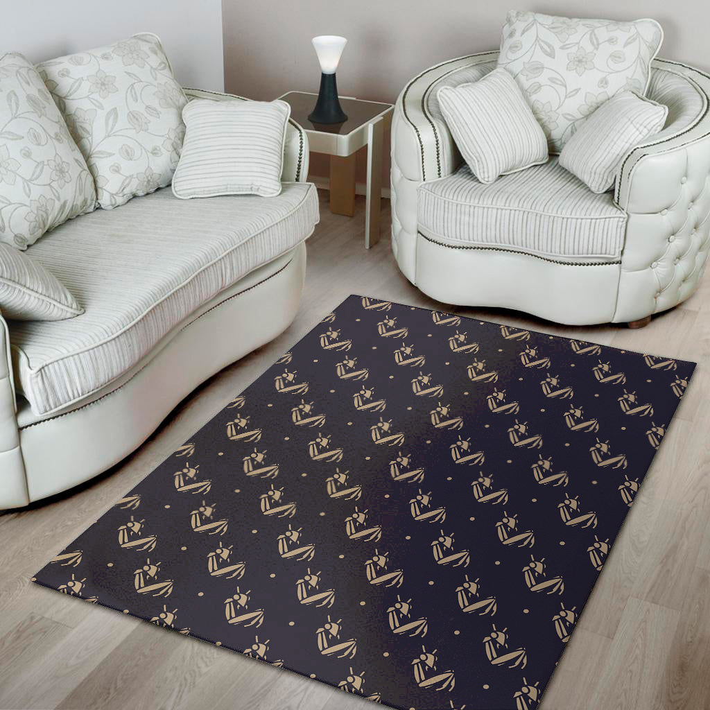 Blue And Beige Mantis Pattern Print Area Rug