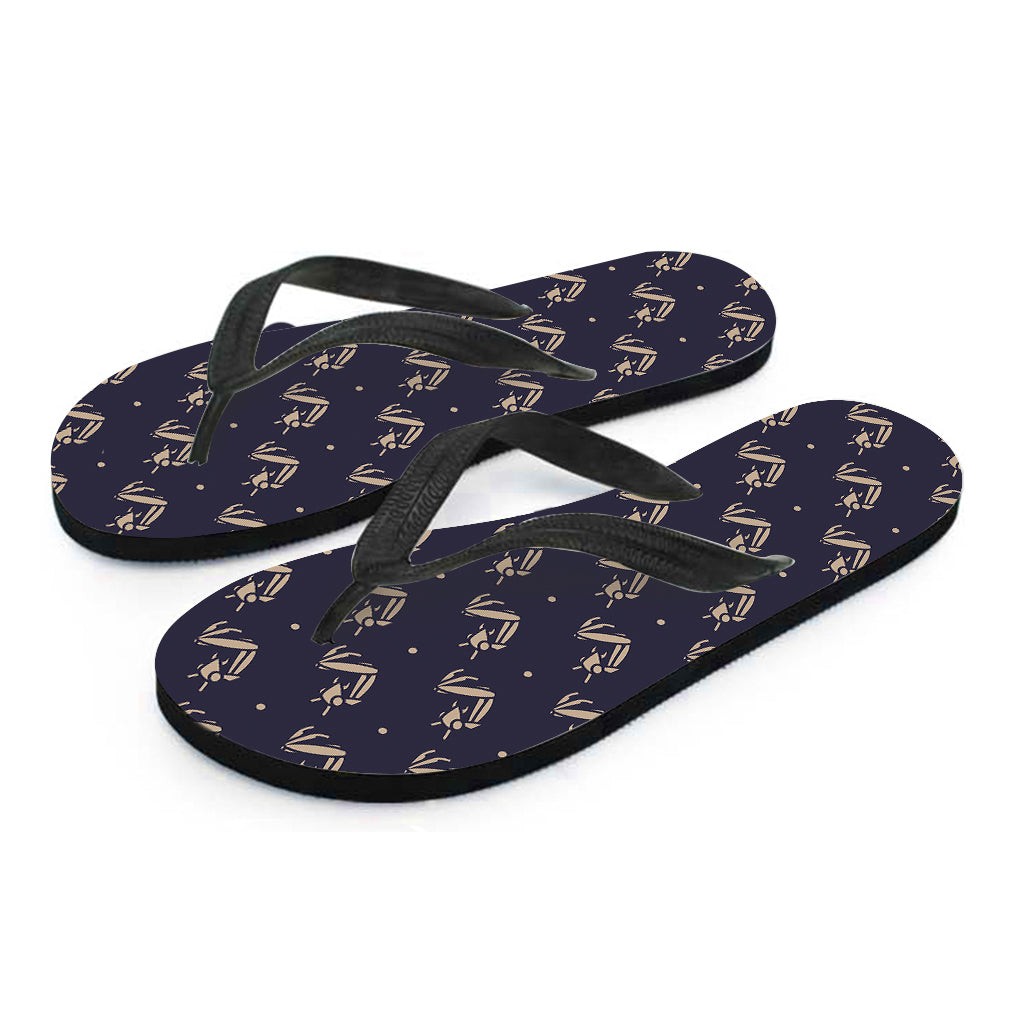 Blue And Beige Mantis Pattern Print Flip Flops