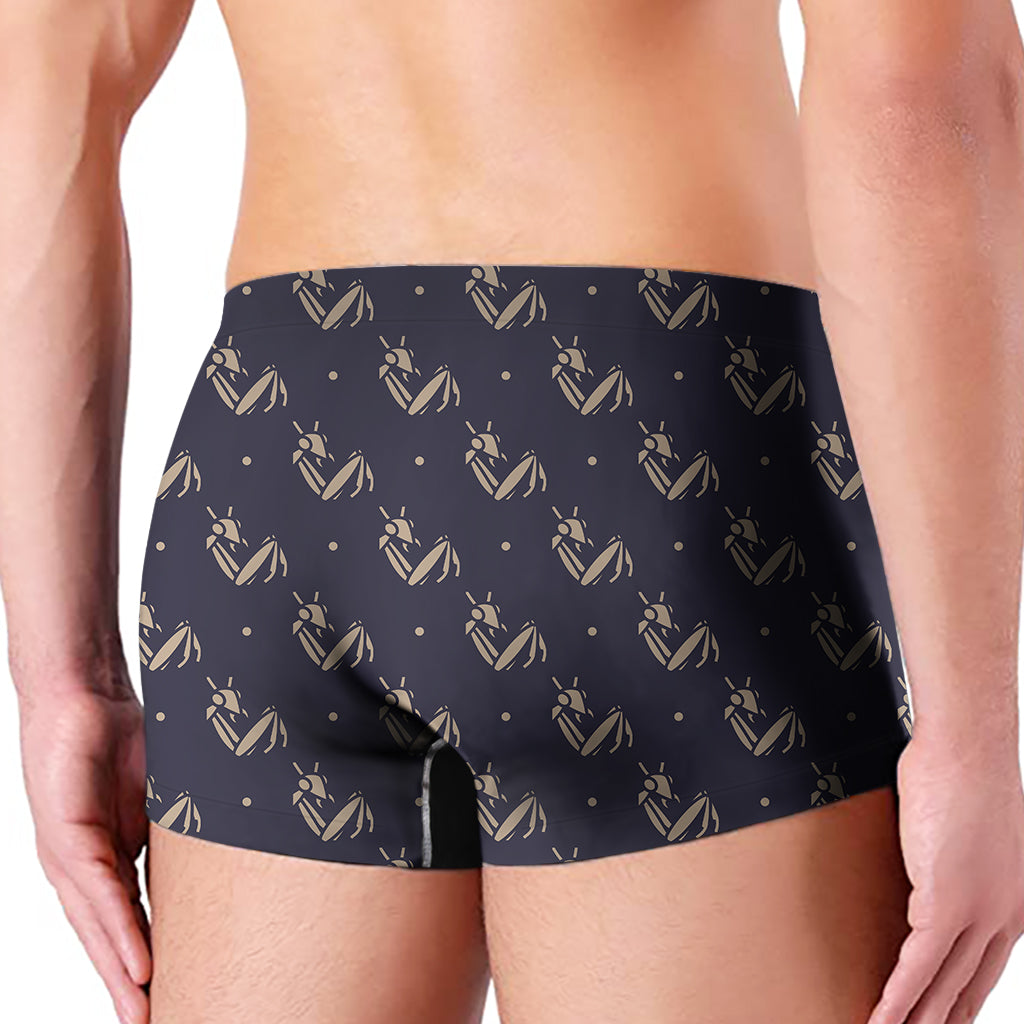 Blue And Beige Mantis Pattern Print Men's Boxer Briefs