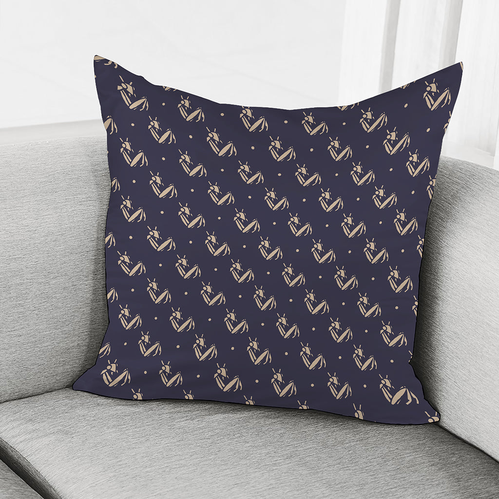 Blue And Beige Mantis Pattern Print Pillow Cover