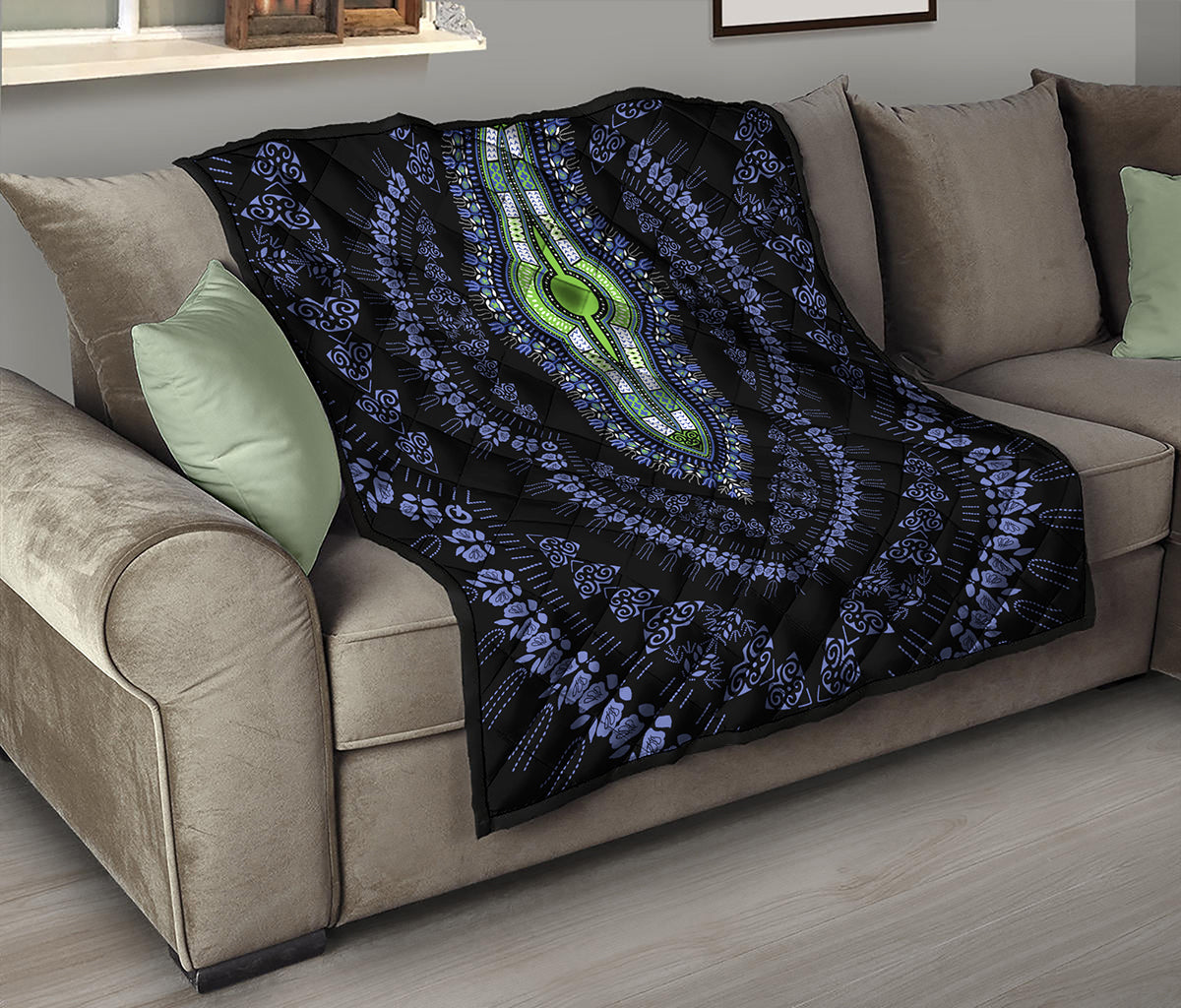 Blue And Black African Dashiki Print Quilt