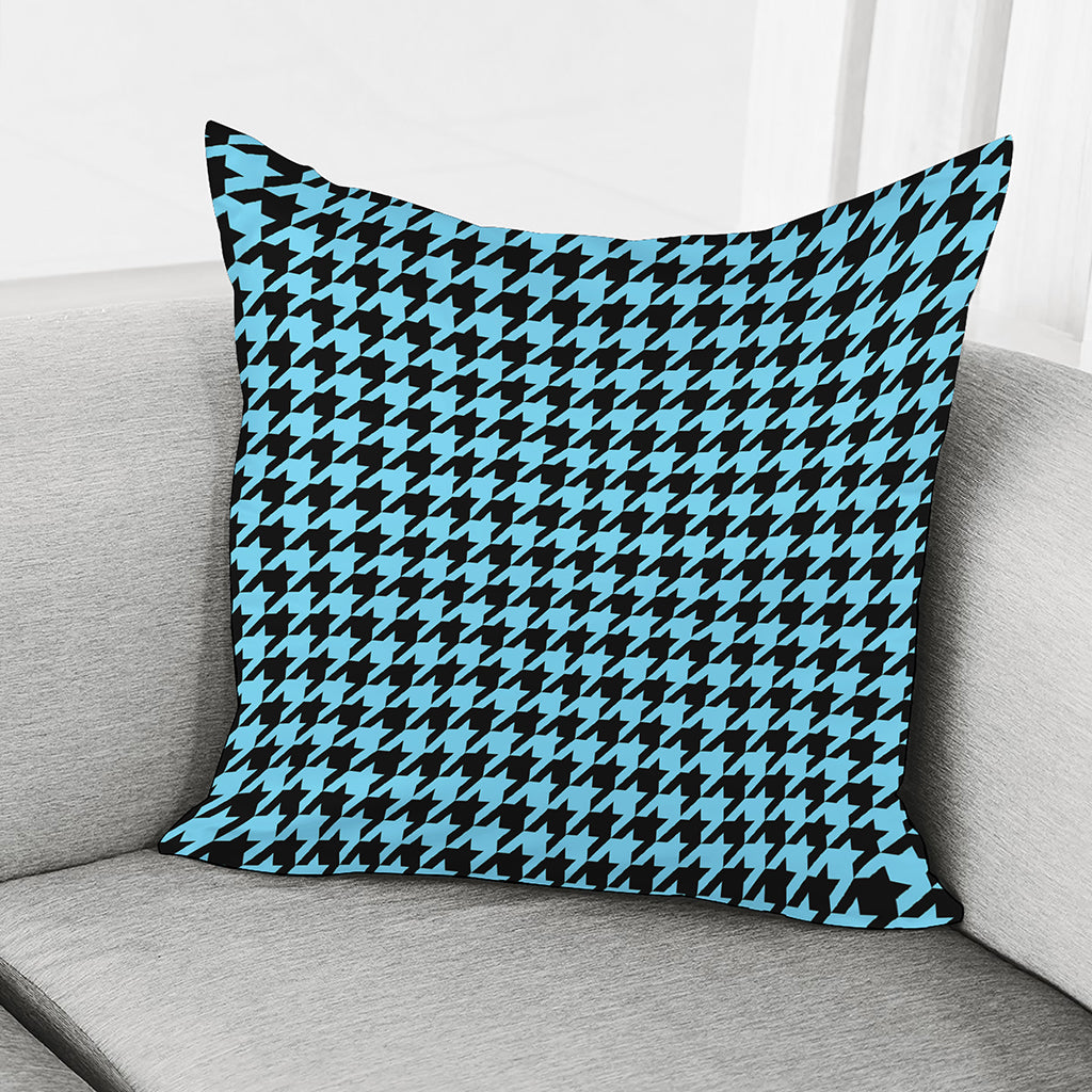 Blue And Black Houndstooth Pattern Print Pillow Cover
