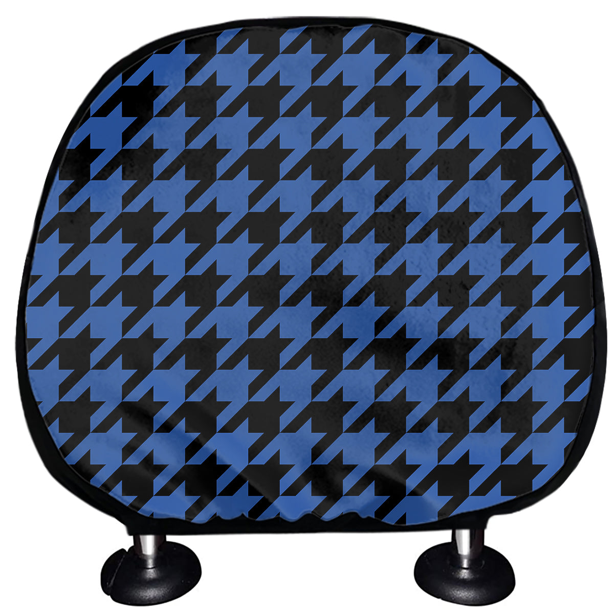 Blue And Black Houndstooth Print Car Headrest Covers