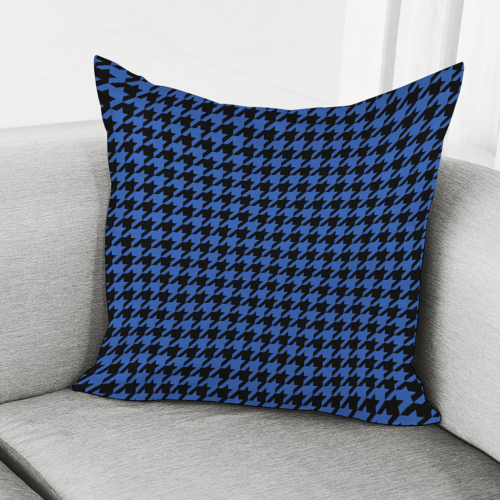 Blue And Black Houndstooth Print Pillow Cover