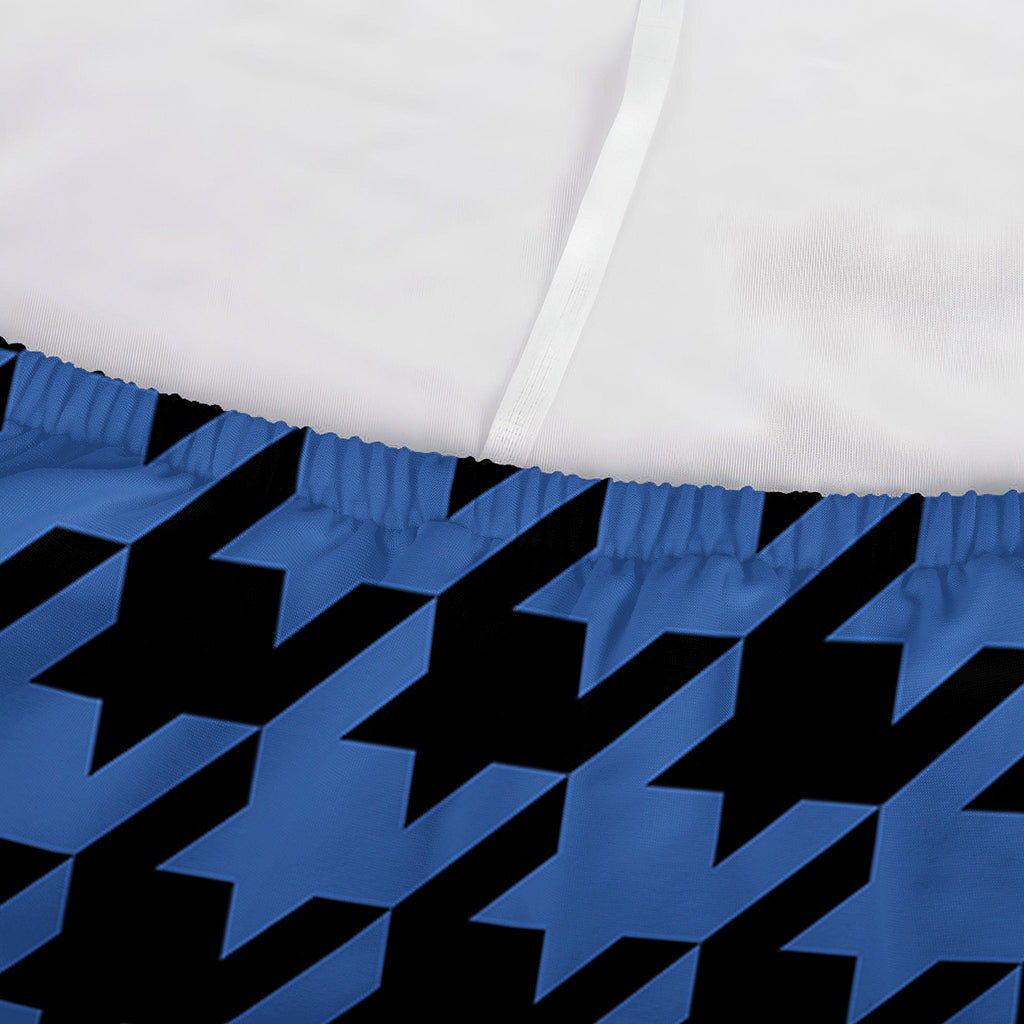 Blue And Black Houndstooth Print Sofa Cover