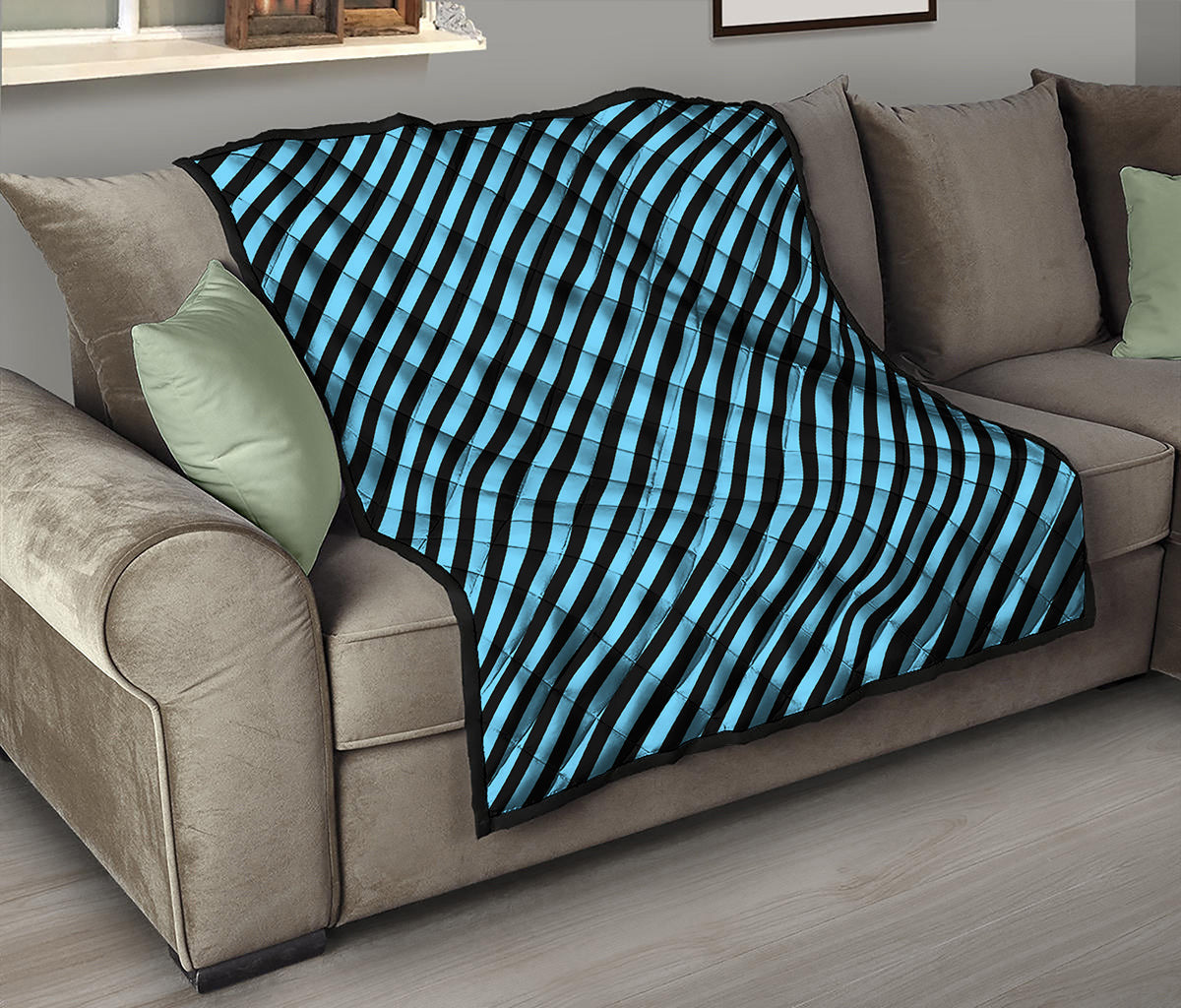 Blue And Black Stripes Pattern Print Quilt