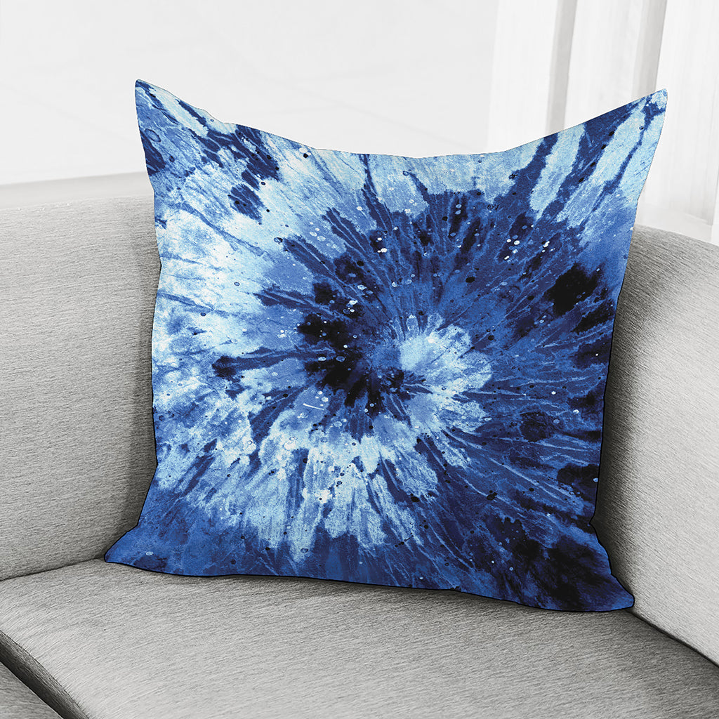 Blue And Black Tie Dye Print Pillow Cover