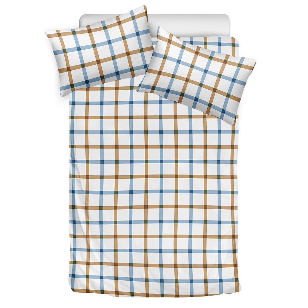 Blue And Brown Tattersall Pattern Print Duvet Cover Bedding Set