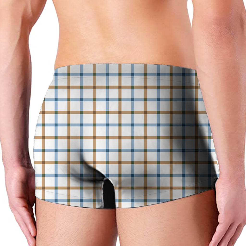 Blue And Brown Tattersall Pattern Print Men's Boxer Briefs