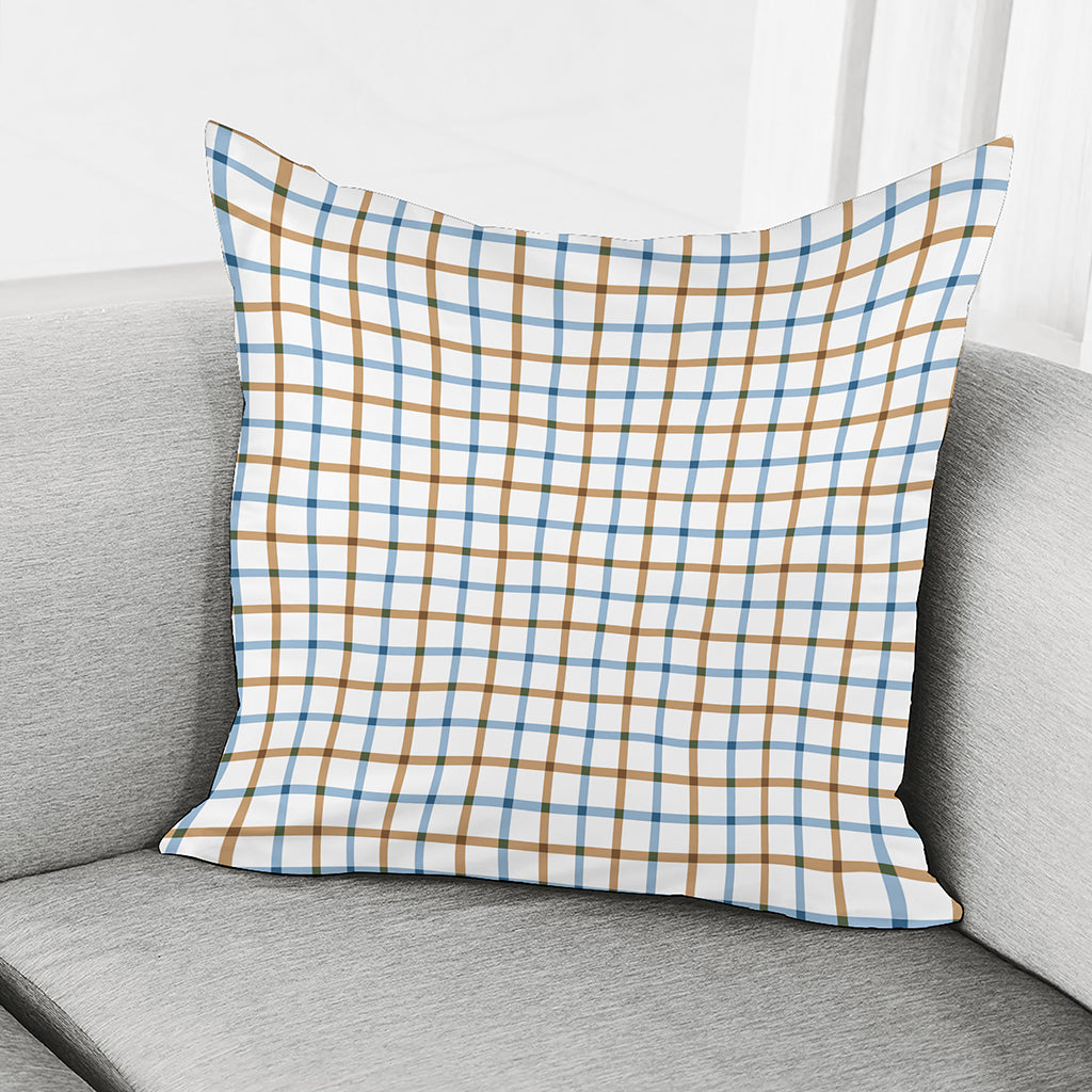 Blue And Brown Tattersall Pattern Print Pillow Cover