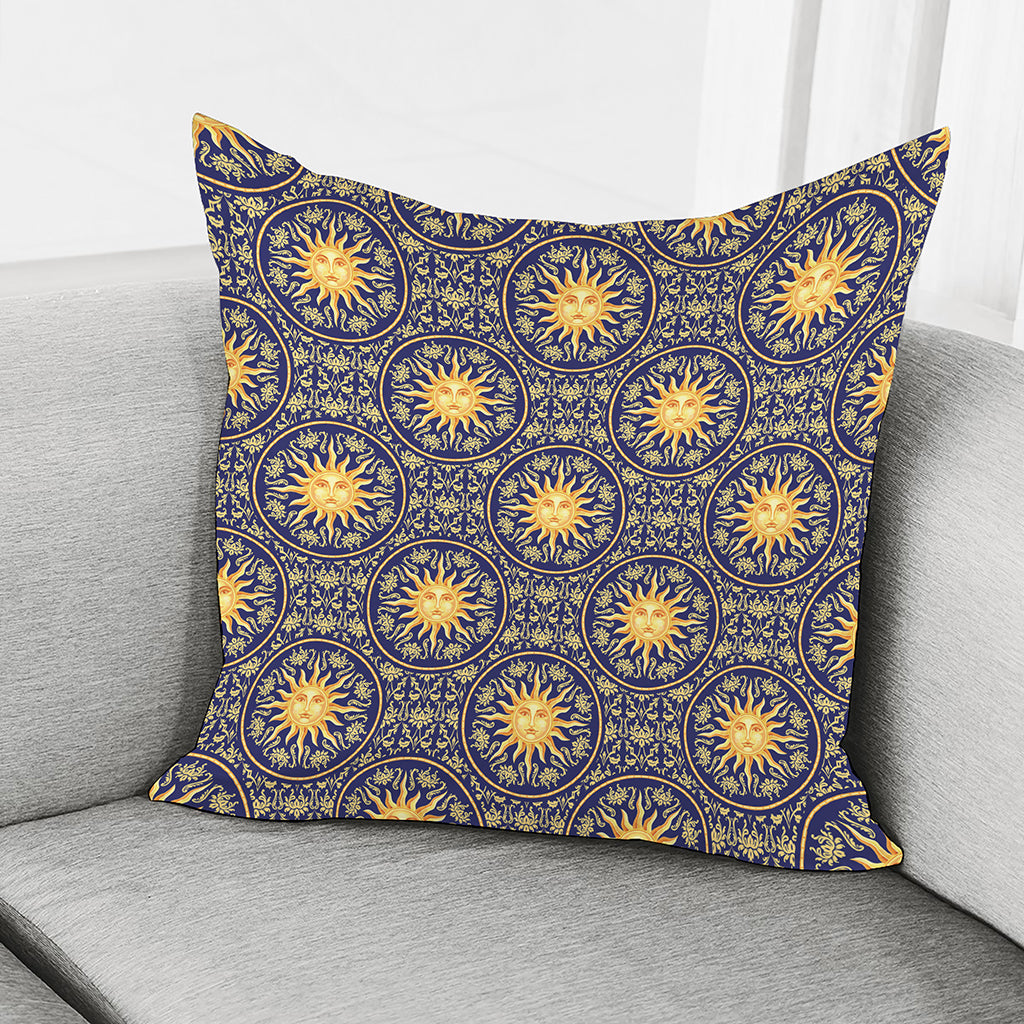 Blue And Gold Celestial Pattern Print Pillow Cover