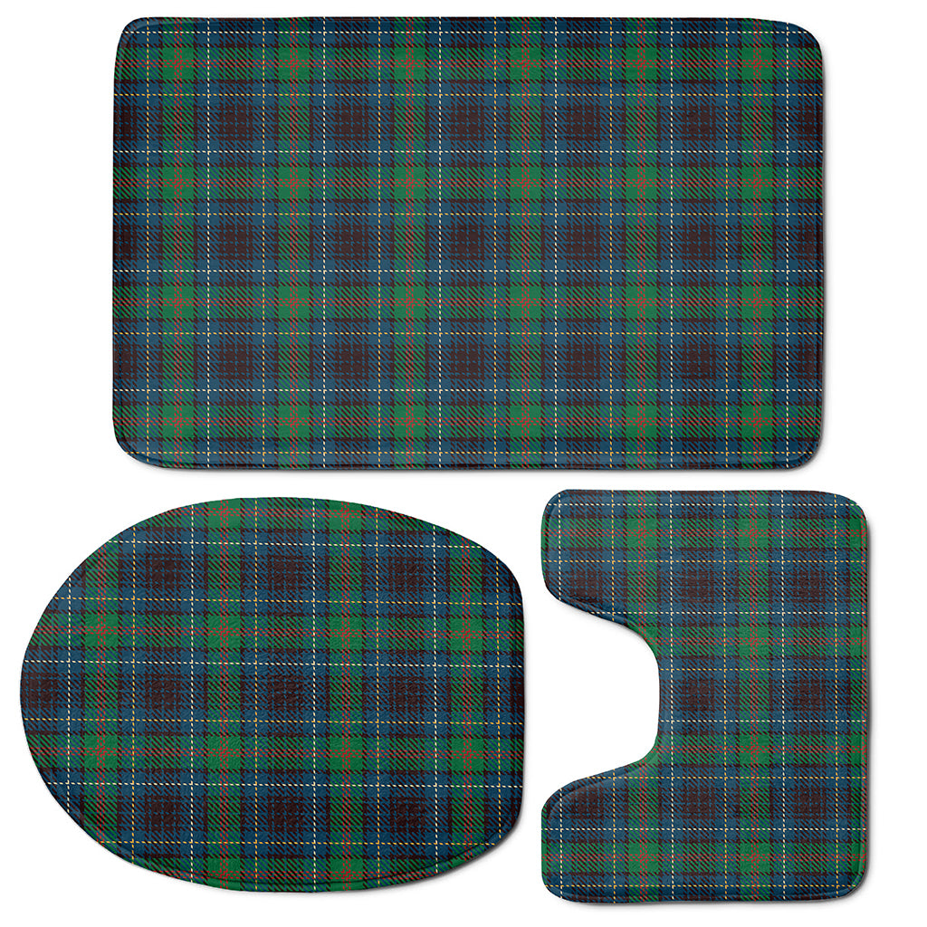 Blue And Green Tartan Pattern Print 3 Piece Bath Mat Set