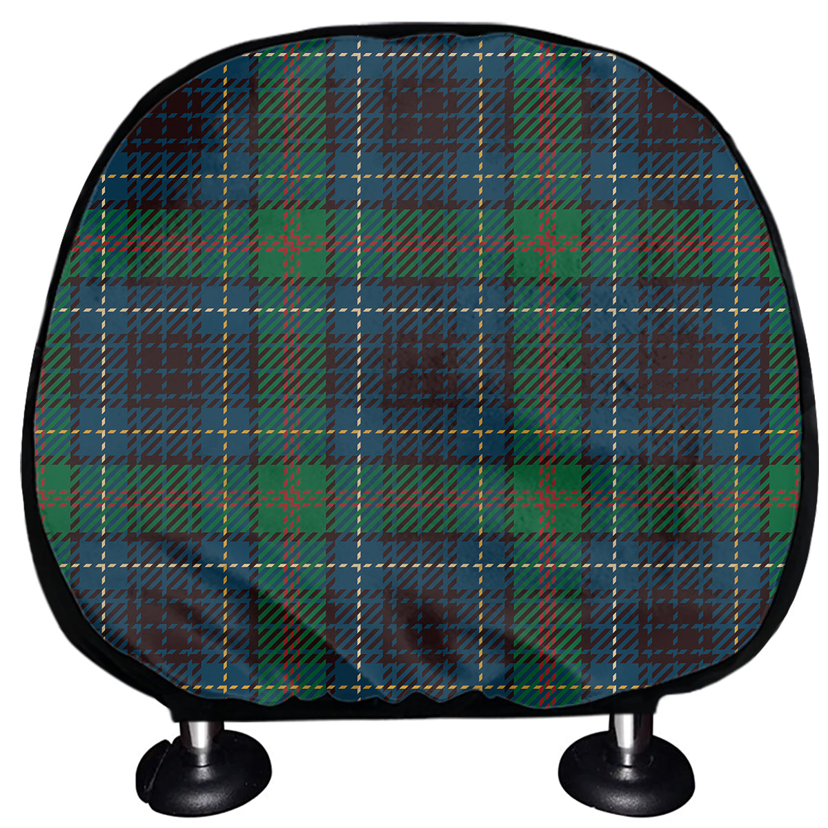 Blue And Green Tartan Pattern Print Car Headrest Covers