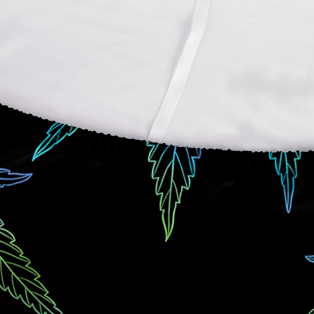 Blue And Green Weed Leaf Pattern Print Sofa Cover