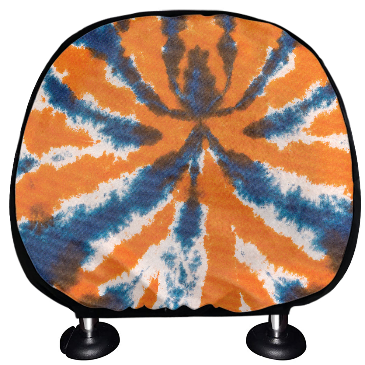 Blue And Orange Spider Tie Dye Print Car Headrest Covers