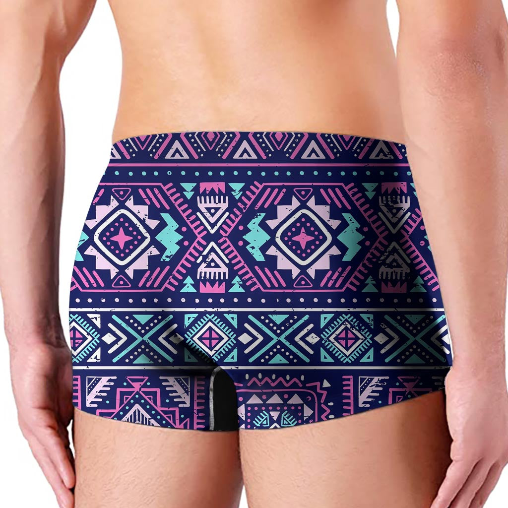 Blue And Pink Aztec Pattern Print Men's Boxer Briefs