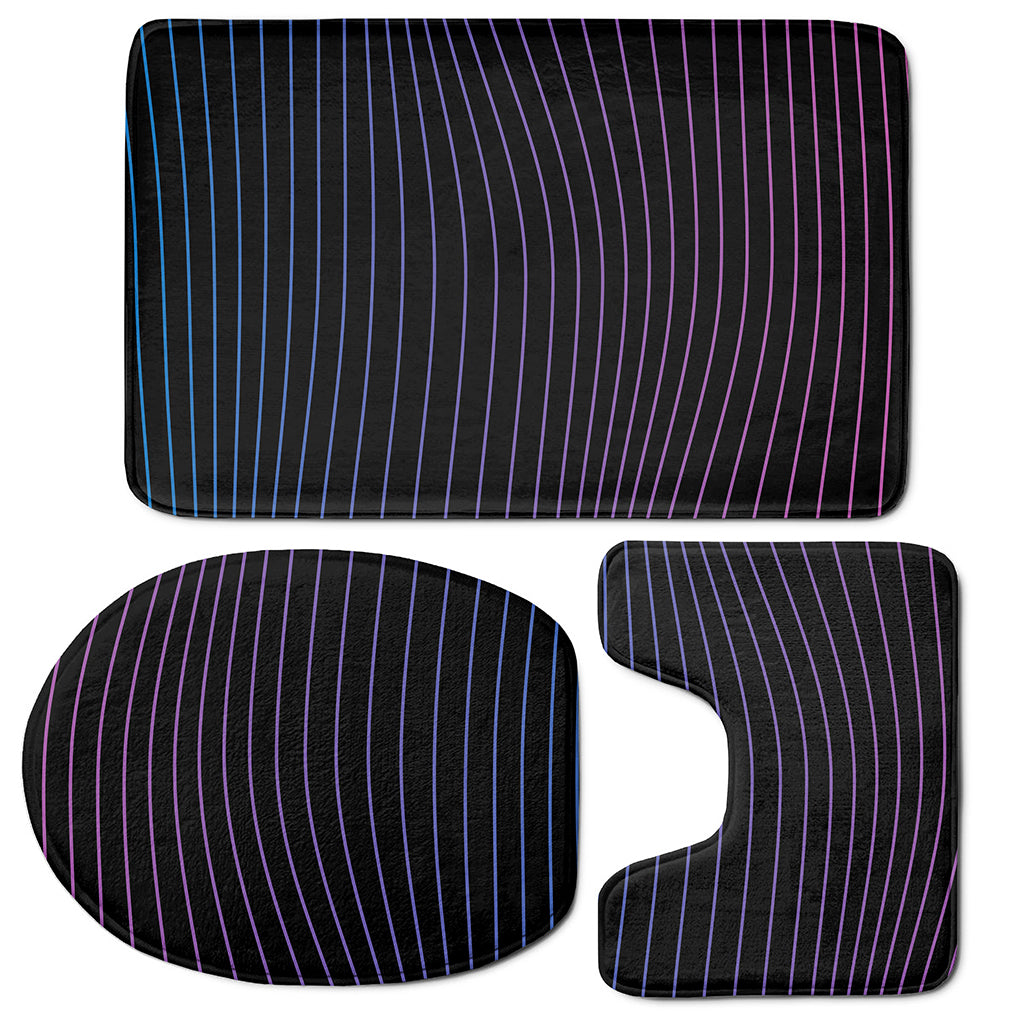Blue And Purple EDM Wave Print 3 Piece Bath Mat Set