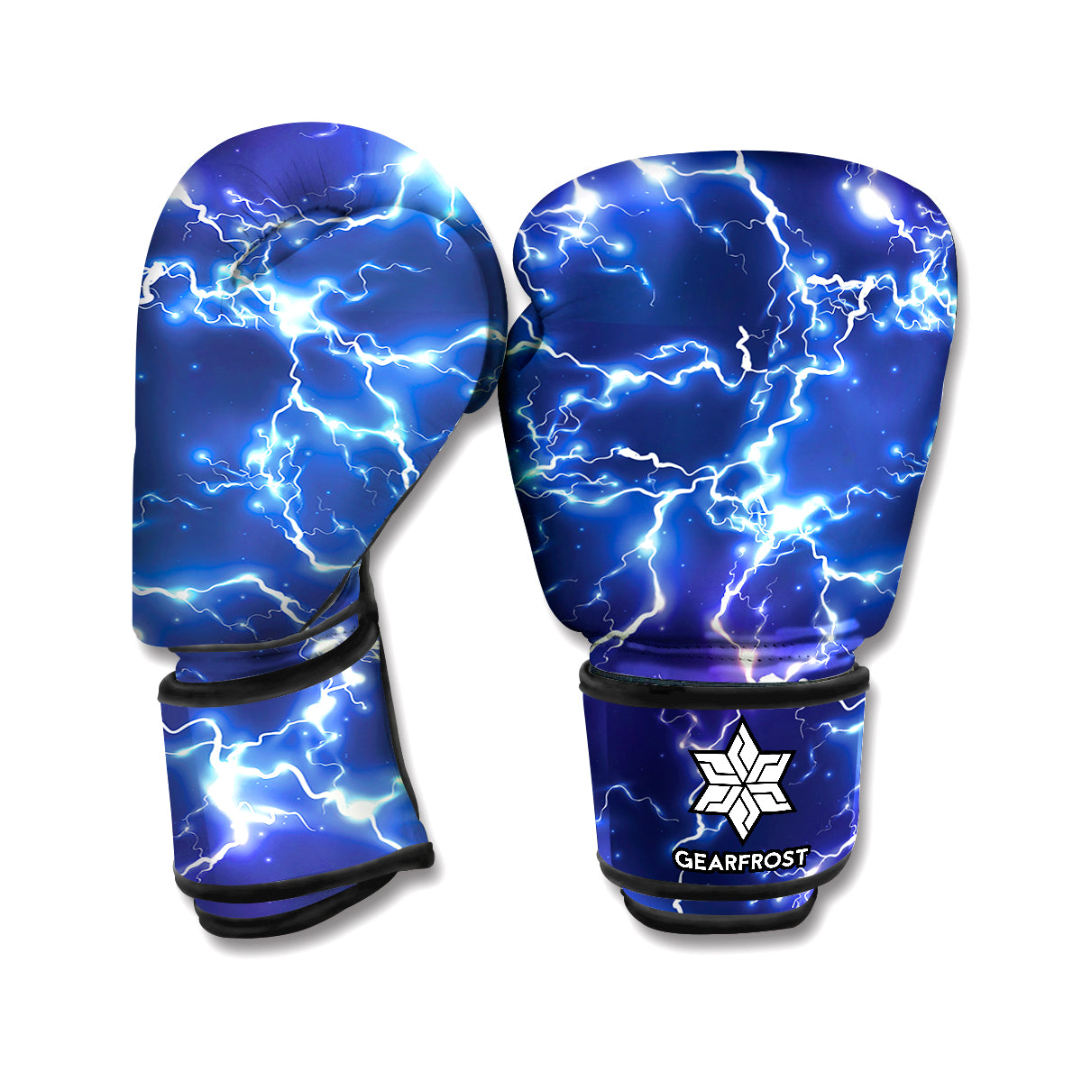 Blue And Purple Lightning Print Boxing Gloves