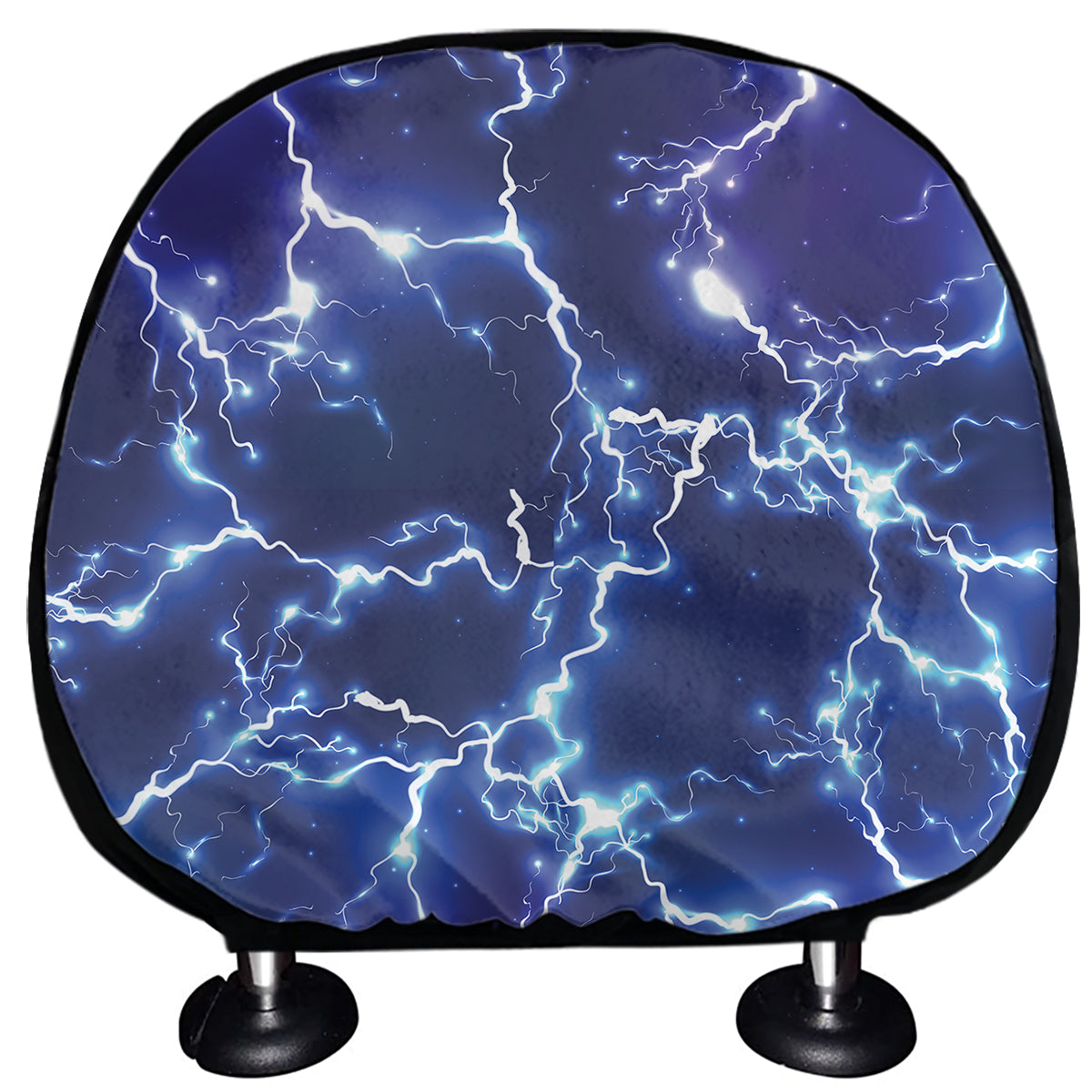 Blue And Purple Lightning Print Car Headrest Covers