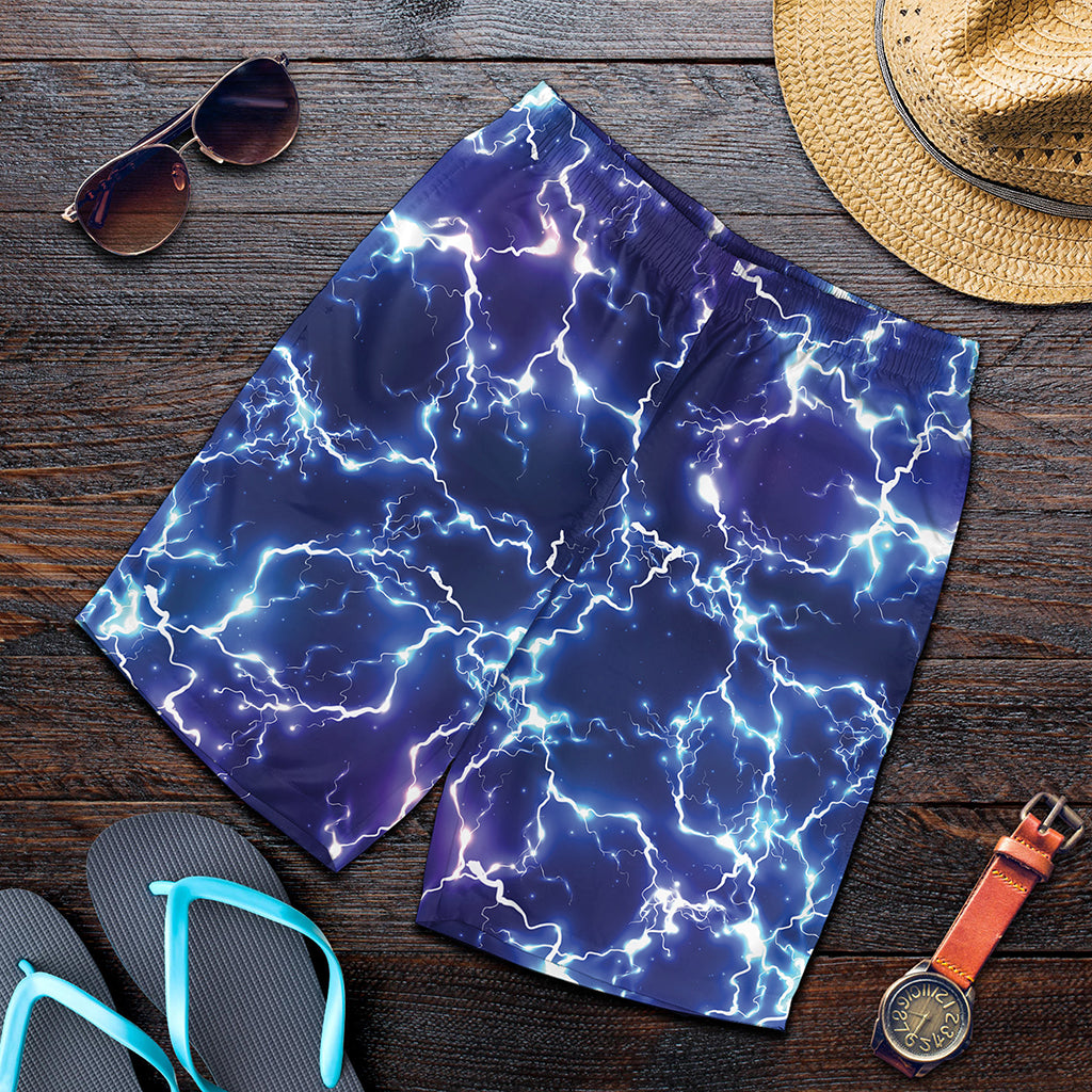 Blue And Purple Lightning Print Men's Shorts