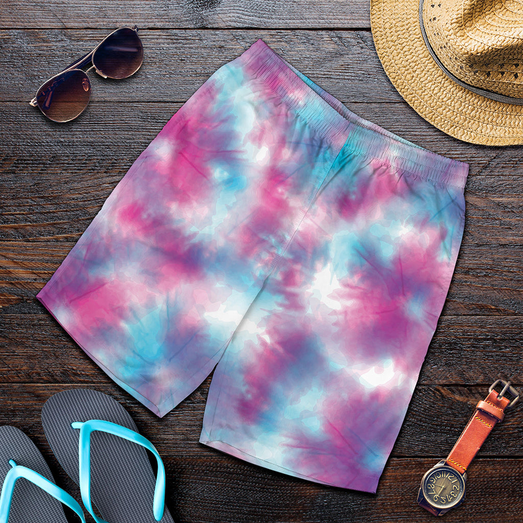 Blue And Purple Shibori Tie Dye Print Men's Shorts