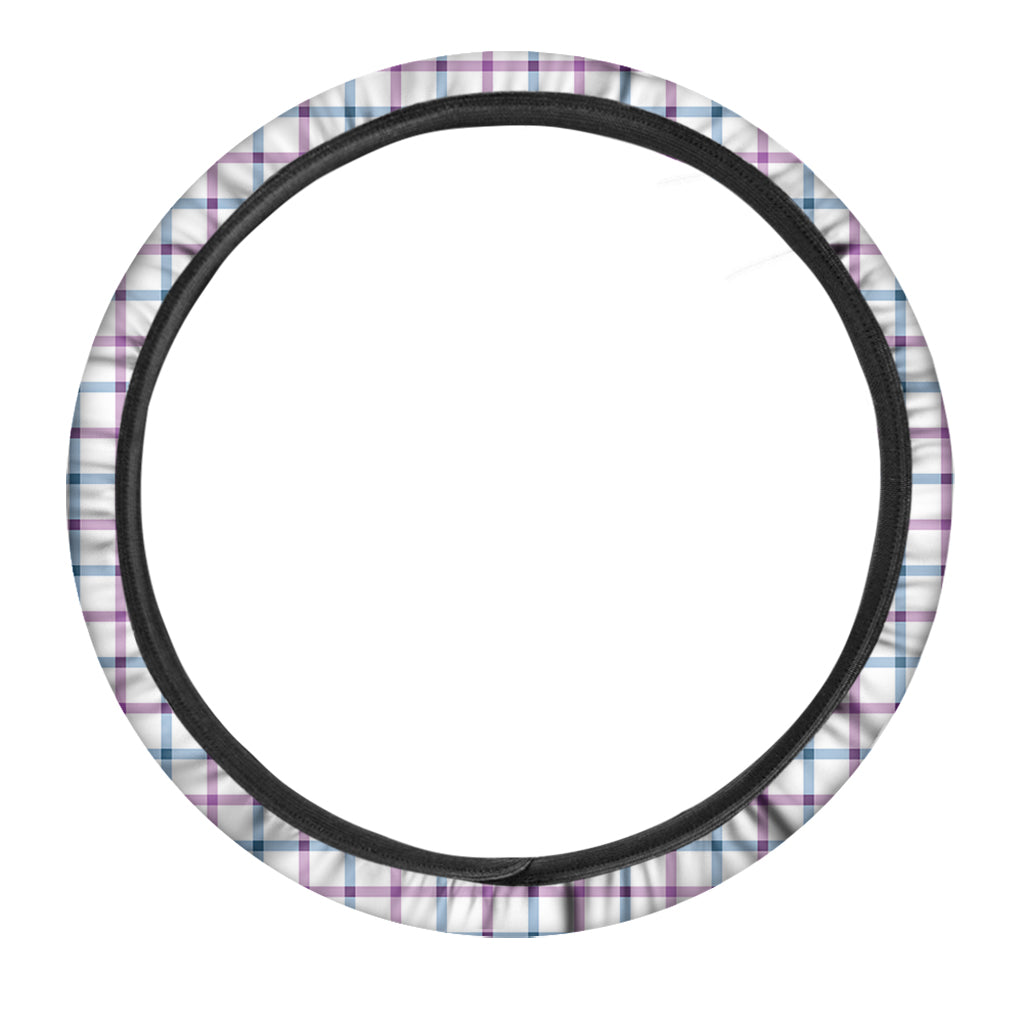 Blue And Purple Tattersall Pattern Print Car Steering Wheel Cover