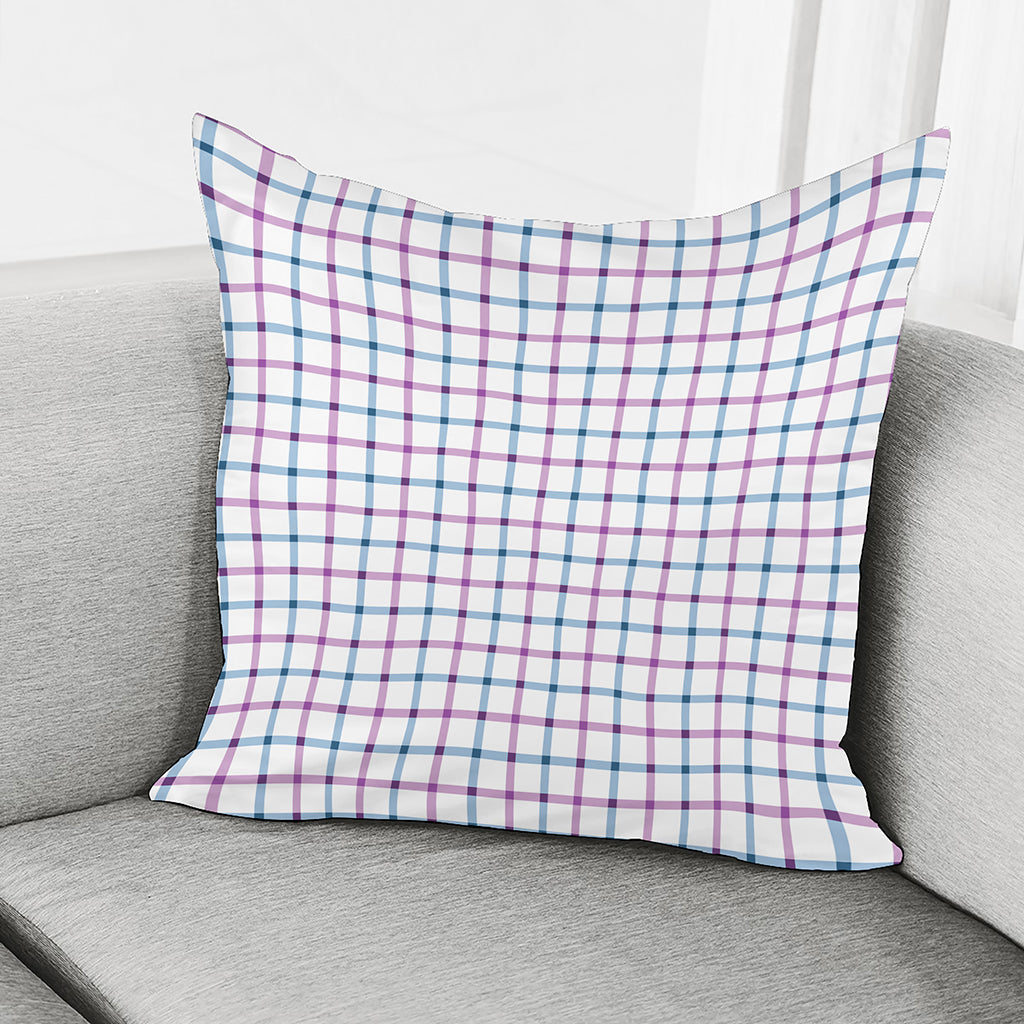Blue And Purple Tattersall Pattern Print Pillow Cover