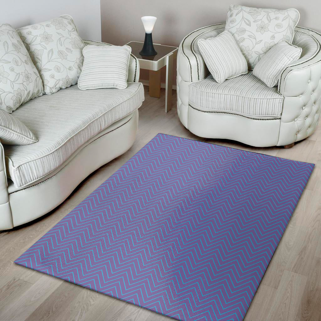 Blue And Purple Zigzag Pattern Print Area Rug
