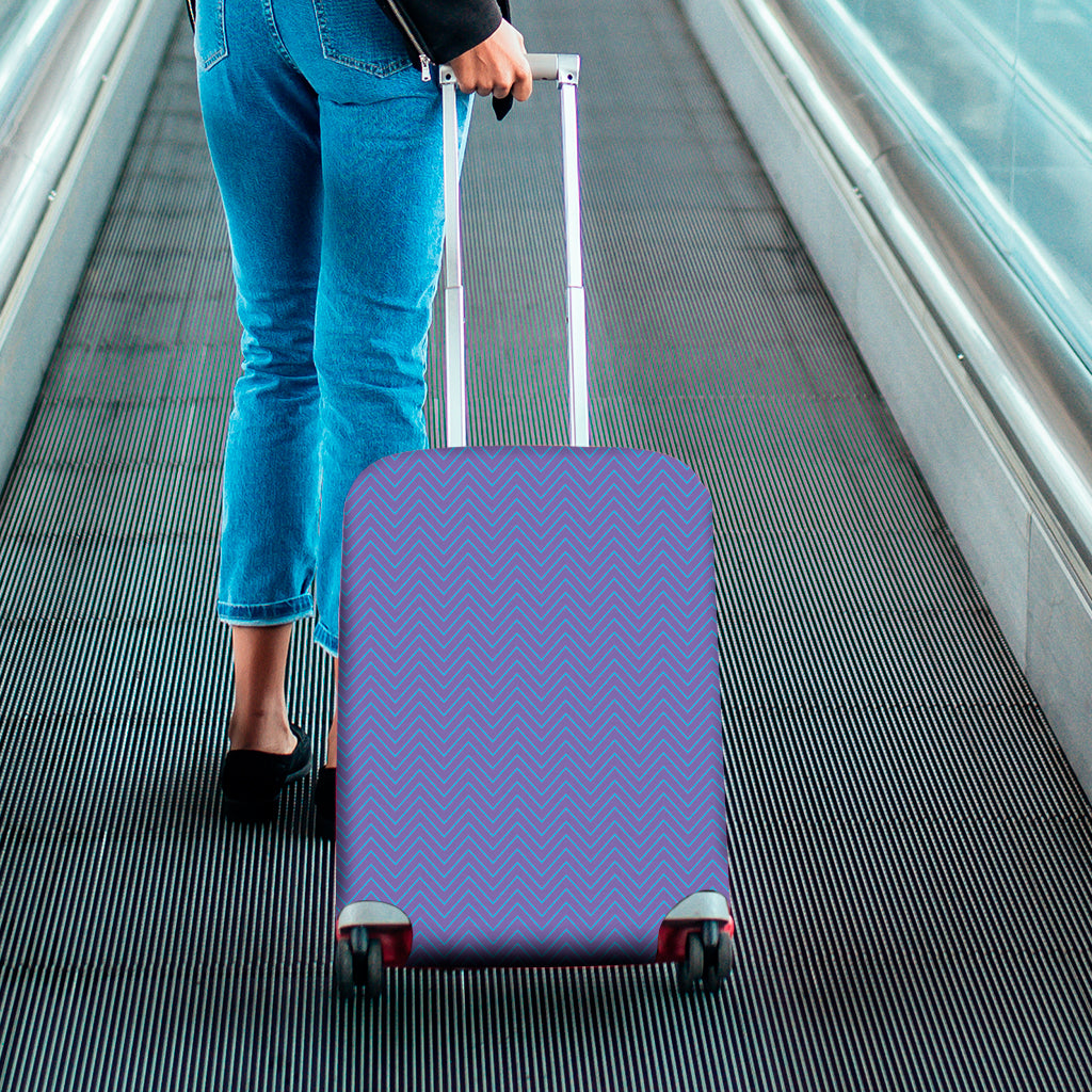 Blue And Purple Zigzag Pattern Print Luggage Cover