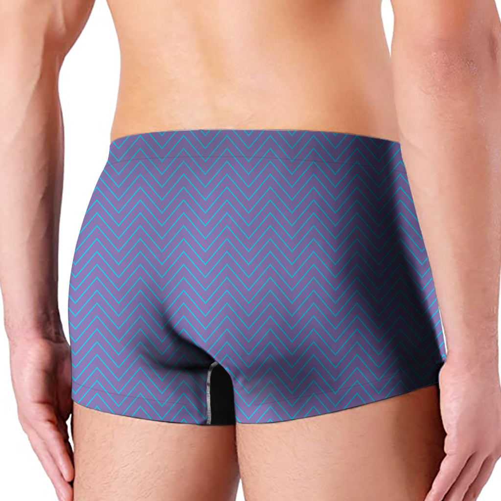 Blue And Purple Zigzag Pattern Print Men's Boxer Briefs