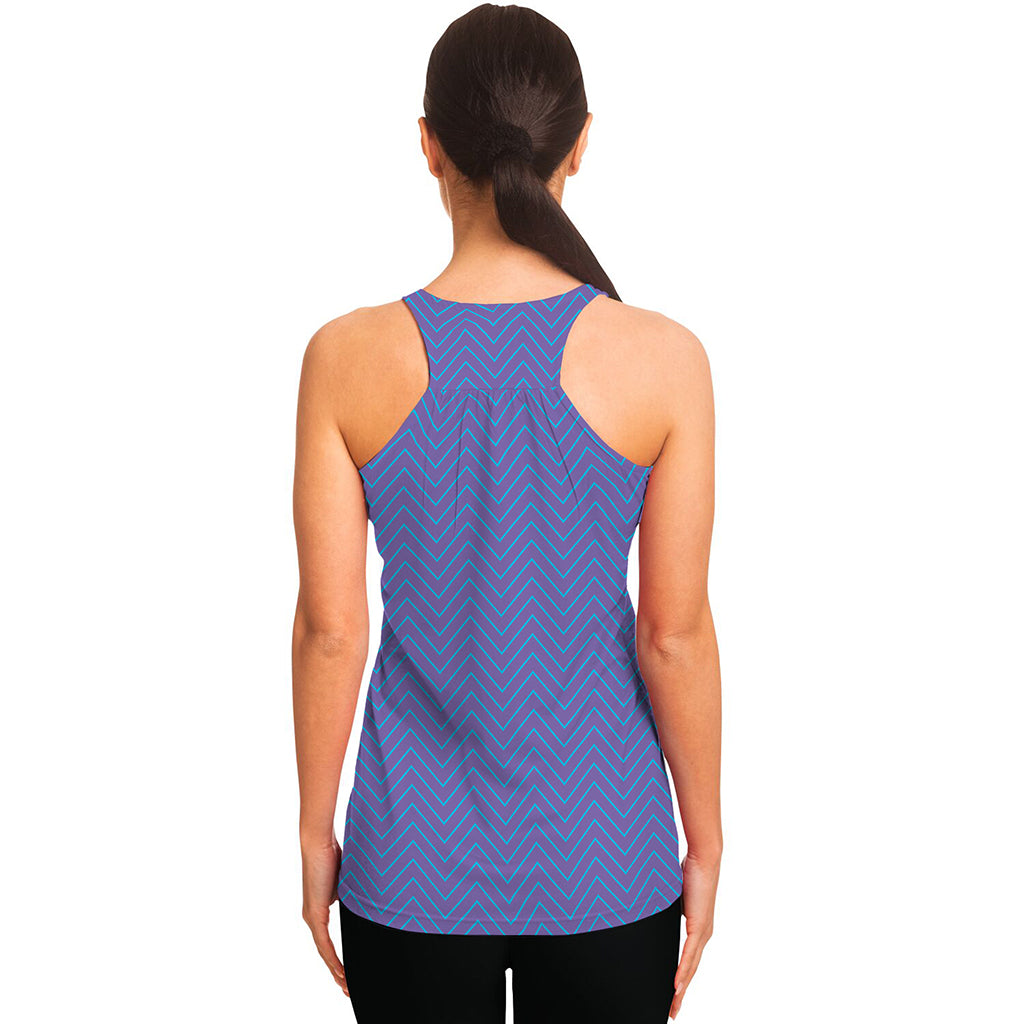 Blue And Purple Zigzag Pattern Print Women's Racerback Tank Top