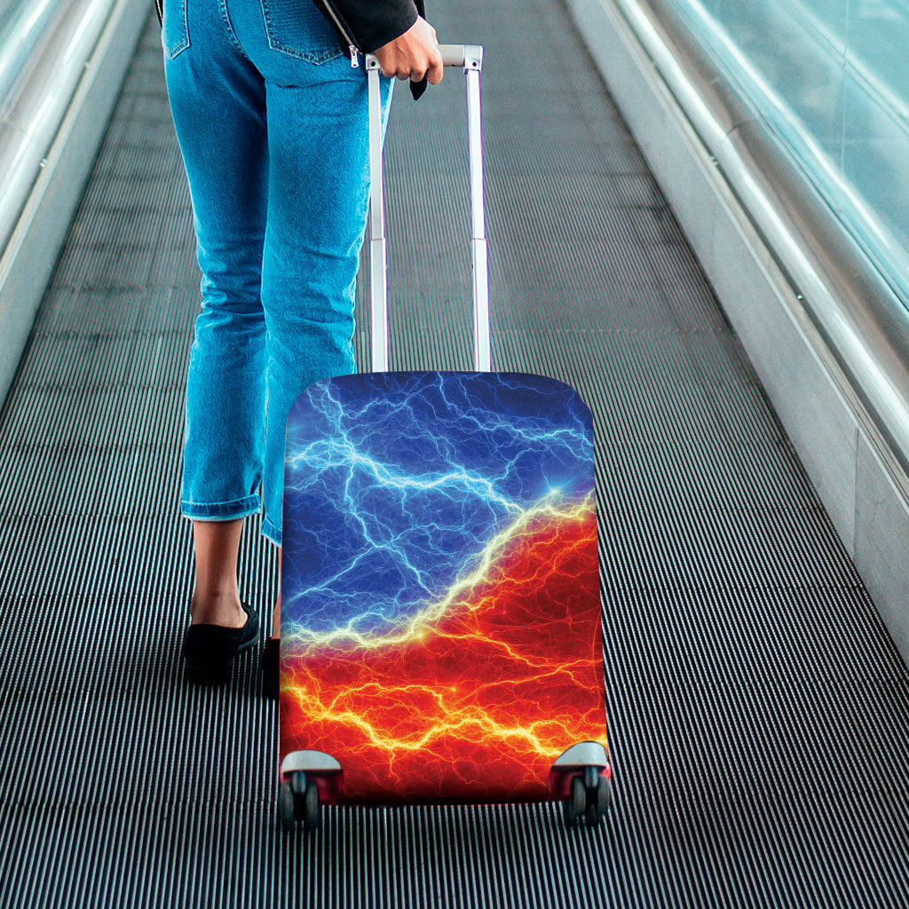Blue And Red Lightning Print Luggage Cover
