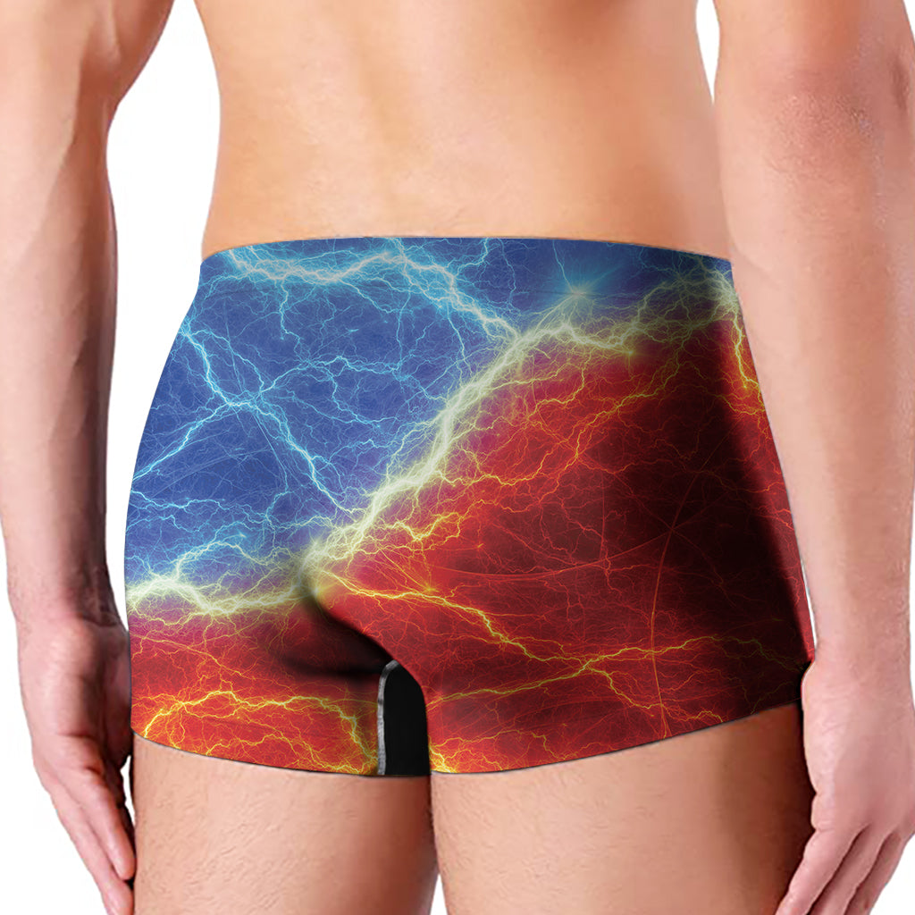 Blue And Red Lightning Print Men's Boxer Briefs
