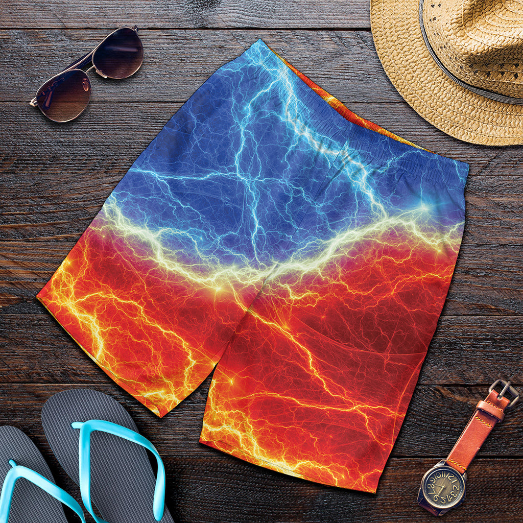 Blue And Red Lightning Print Men's Shorts